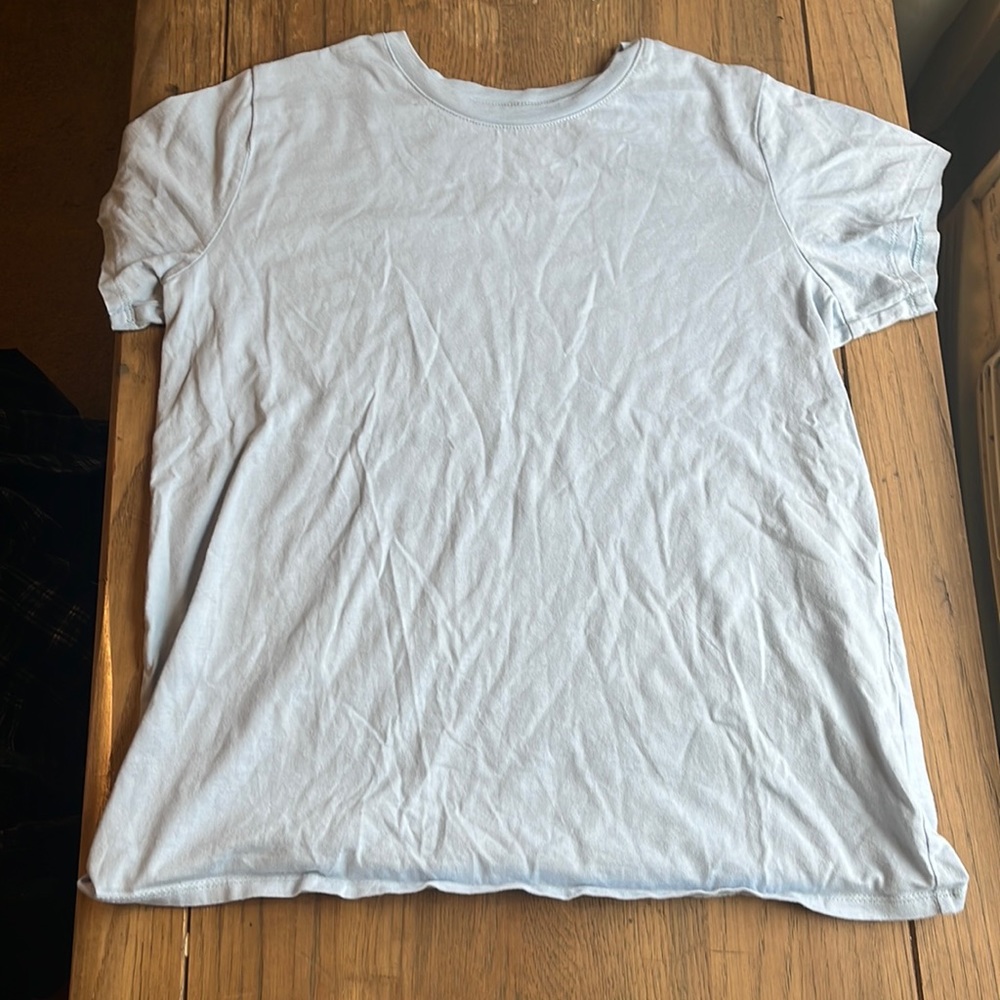 light blue Lands’ End basic tee